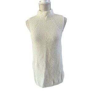 BCBGMaxAzria XS Cream Knit Sleeveless Mock Neck Sweater Vest Top